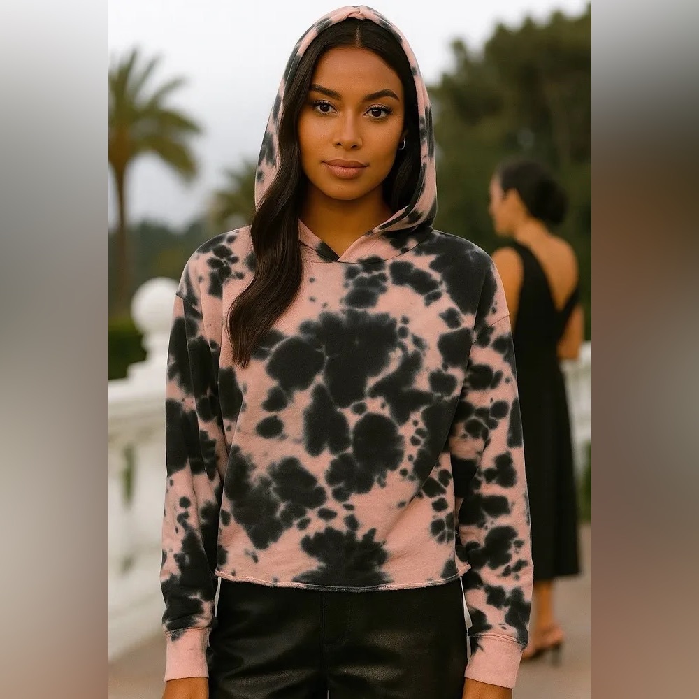 Revolve 525 America Black & Pink Tie-Dye Hoodie